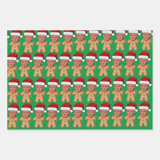 Custom Face Foto Gingerbread Funny Trump Xmas Geschenkpapier Set (Vorderseite 2)