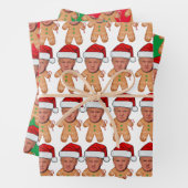 Custom Face Foto Gingerbread Funny Trump Xmas Geschenkpapier Set (Beispiel)