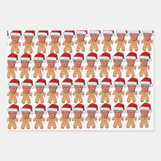 Custom Face Foto Gingerbread Funny Trump Xmas Geschenkpapier Set (Vorderseite)