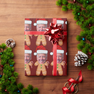 Custom Face Foto Gingerbread Joe biden Weihnachten Geschenkpapier