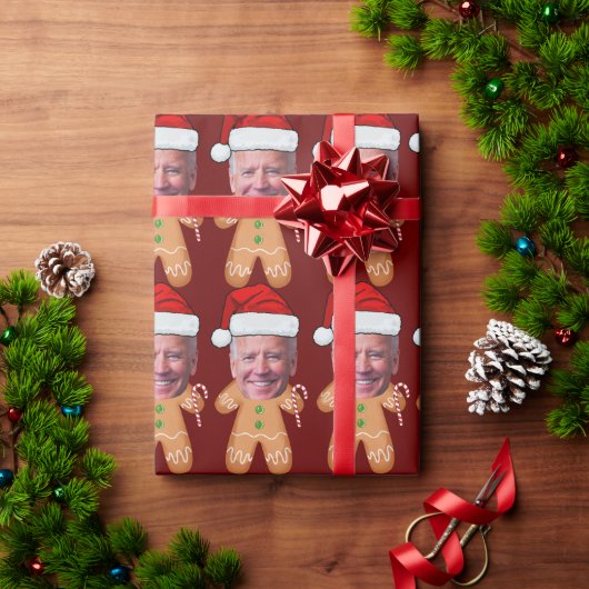 Custom Face Foto Gingerbread Joe biden Weihnachten Geschenkpapier (Feiertagsgeschenk)
