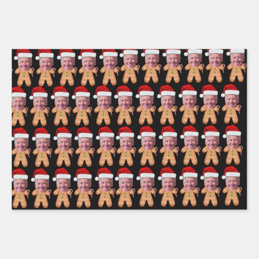 Custom Face Foto Gingerbread Joe biden Weihnachten Geschenkpapier Set (Vorderseite 2)