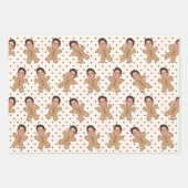 Custom Face Foto Gingerbread Männer Weihnachtsdruc Geschenkpapier Set (Vorderseite 3)