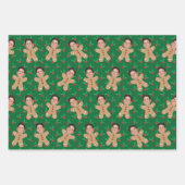 Custom Face Foto Gingerbread Männer Weihnachtsdruc Geschenkpapier Set (Vorderseite 2)