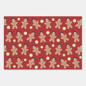 Custom Face Foto Gingerbread Männer Weihnachtsdruc Geschenkpapier Set (Vorderseite)