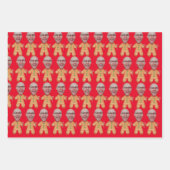 Custom Face Foto Gingerbrei Funny Christmas Geschenkpapier Set (Vorderseite 3)