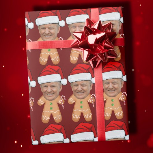 Custom Face Foto Gingerbrei Trump Weihnachten Geschenkpapier