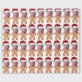 Custom Face Foto Gingerbrot Funny Joe biden Xmas Geschenkpapier (Flach)
