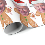Custom Face Foto Gingerbrot Funny Joe biden Xmas Geschenkpapier (Rolleneckpunkt)