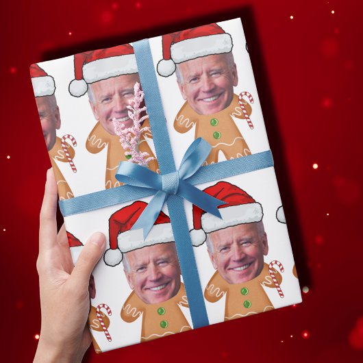 Custom Face Foto Gingerbrot Funny Joe biden Xmas Geschenkpapier
