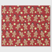 Custom Face Foto Gingerbrot Männer Weihnachten Geschenkpapier (Flach)