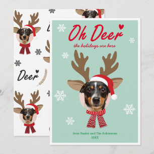 Custom Face Foto Reindee Weihnachtsfeiertag Grün Feiertagskarte