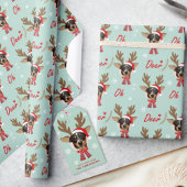 Custom Face Foto Reindee Weihnachtsfeiertag Grün Geschenkanhänger