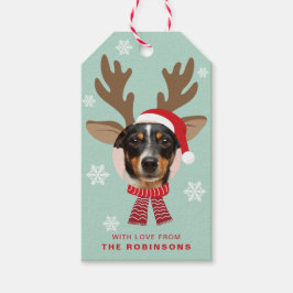 Custom Face Foto Reindee Weihnachtsfeiertag Grün Geschenkanhänger