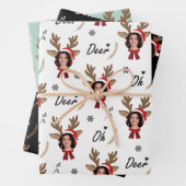 Custom Face Foto Rentier Weihnachten Geschenkpapier Set (Beispiel)