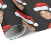 Custom Face Foto Santa Claus Hat Christmas Black Geschenkpapier (Rolleneckpunkt)