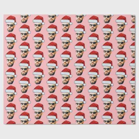 Custom Face Foto Santa Face Geschenkpapier (Flach)
