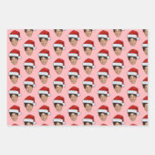 Custom Face Foto Santa Face Geschenkpapier Set (Vorderseite)