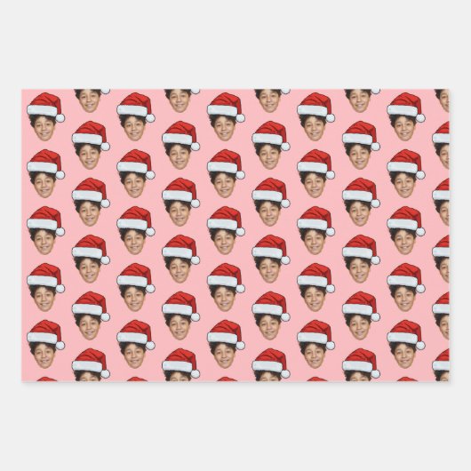 Custom Face Foto Santa Face Geschenkpapier Set (Vorderseite)