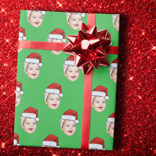 Custom Face Foto Weihnachtsmannmütze Weihnachten G Geschenkpapier