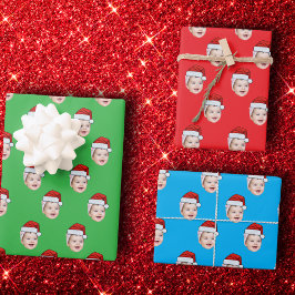 Custom Face Foto Weihnachtsmannmütze Weihnachten G Geschenkpapier Set