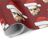 Custom Face Foto Weihnachtsmannmütze Weihnachten Geschenkpapier (Rolleneckpunkt)