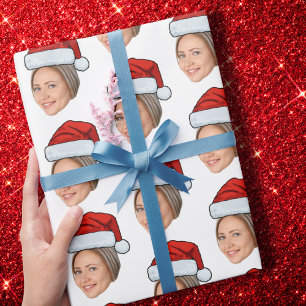 Custom Face Foto Weihnachtsmannmütze Weihnachten Geschenkpapier