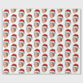 Custom Face Foto Weihnachtsmannmütze Weihnachten Geschenkpapier (Flach)