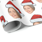 Custom Face Foto Weihnachtsmannmütze Weihnachten Geschenkpapier (Rolleneckpunkt)