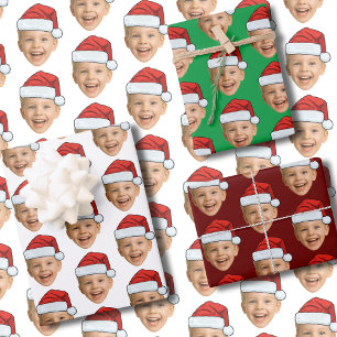 Custom Face Foto Weihnachtsmannmütze Weihnachten Geschenkpapier Set