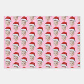 Custom Face Foto Weihnachtsmannmütze Weihnachten Geschenkpapier Set (Vorderseite)