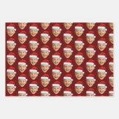 Custom Face Foto Weihnachtsmannmütze Weihnachten Geschenkpapier Set (Vorderseite 3)