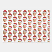 Custom Face Foto Weihnachtsmannmütze Weihnachten Geschenkpapier Set (Vorderseite)