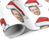 Custom Face Foto Weihnachtsmannmütze Weihnachtsges Geschenkpapier (Rolleneckpunkt)