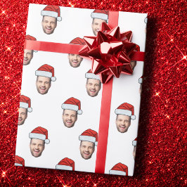 Custom Face Foto Weihnachtsmannmütze Weihnachtsges Geschenkpapier
