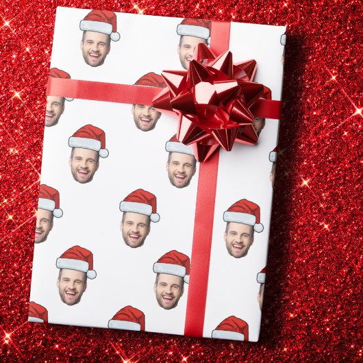Custom Face Foto Weihnachtsmannmütze Weihnachtsges Geschenkpapier