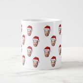 Custom Face Foto Weihnachtsmannmütze Weihnachtsges Jumbo-Tasse (Vorderseite)