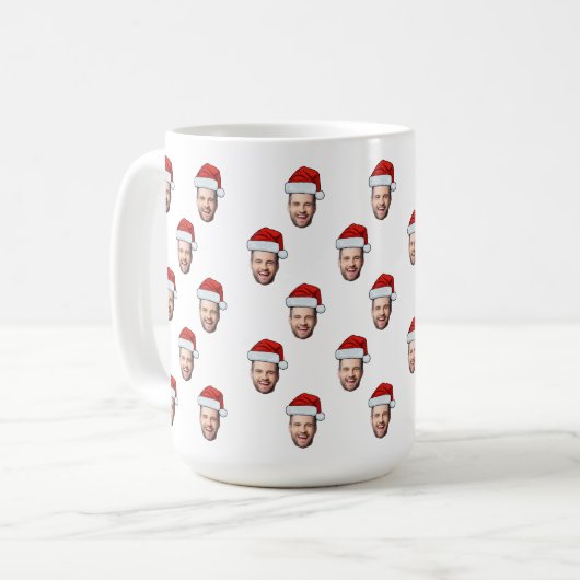 Custom Face Foto Weihnachtsmannmütze Weihnachtsges Kaffeetasse (Vorderseite Links)