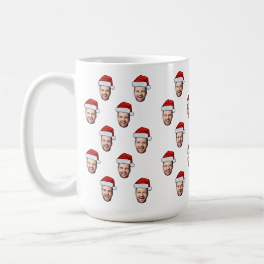 Custom Face Foto Weihnachtsmannmütze Weihnachtsges Kaffeetasse (Links)