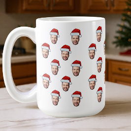 Custom Face Foto Weihnachtsmannmütze Weihnachtsges Kaffeetasse