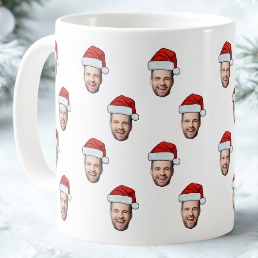 Custom Face Foto Weihnachtsmannmütze Weihnachtsges Kaffeetasse