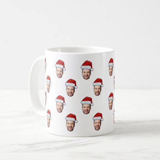 Custom Face Foto Weihnachtsmannmütze Weihnachtsges Kaffeetasse (Vorderseite Links)