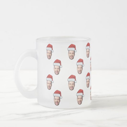 Custom Face Foto Weihnachtsmannmütze Weihnachtsges Mattglastasse (Links)