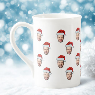 Custom Face Foto Weihnachtsmannmütze Weihnachtsges Porzellantasse