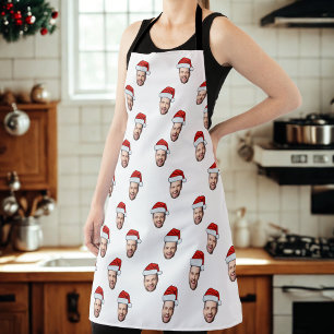 Custom Face Foto Weihnachtsmannmütze Weihnachtsges Schürze