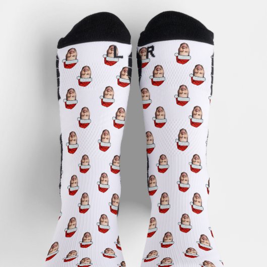 Custom Face Foto Weihnachtsmannmütze Weihnachtsges Socken (Oben)