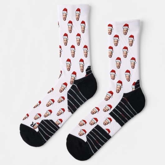 Custom Face Foto Weihnachtsmannmütze Weihnachtsges Socken (Links)