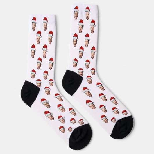 Custom Face Foto Weihnachtsmannmütze Weihnachtsges Socken (Rechts)