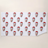 Custom Face Foto Weihnachtsmannmütze Weihnachtsges Strandtuch (Vorderseite)