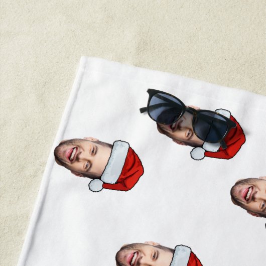 Custom Face Foto Weihnachtsmannmütze Weihnachtsges Strandtuch (Beispiel)